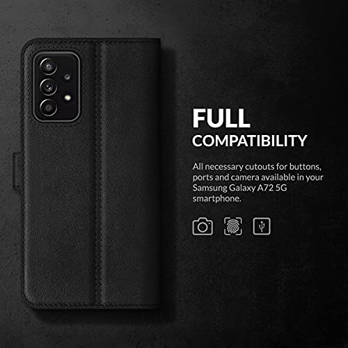 Surazo Handyhülle für Samsung A72 Echtleder Schutzhülle mit Standfunktion und RFID Schutz