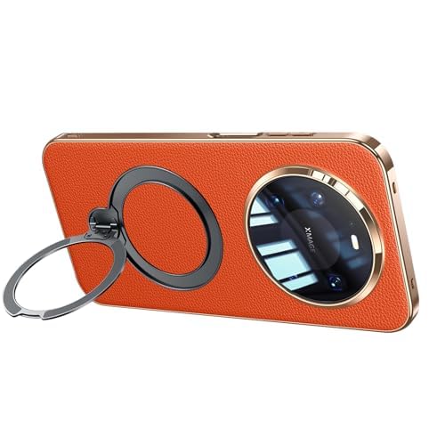 Étui en cuir véritable Huawei Mate 80 Pro luxe et protection orange