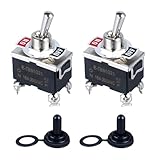 DMWD 2pcs Latching Heavy Duty Rocker Toggle Switch DPST 2 Positions 4 Pins ON/Off 20A 125V AC Switch with...