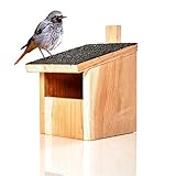 ✅ SOLIDE UND SICHER – Der Vogelkasten lässt sich dank der Aufhängevorrichtung leicht an der Hauswand, dem Balkon oder dem Gartenschuppen anbringen (idealerweise unter einem Dachvorsprung in 2-3m Höhe). Das überstehende Asphaltdach schützt die Vögel zusätzlich vor Regen.