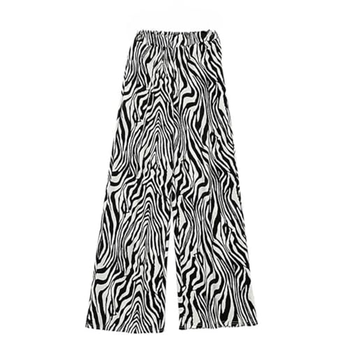 Zebra Print Pants for Women, Lightweight High Waist Draped Wide Leg Pants with Pockets, Casual Loose Fit Trousers4