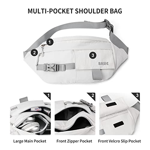 Large Fanny Pack for Women Men,Waterproof Waist Bag Pack with Adjustable Strap for Travel Sports Hiking Running,Military Plus Size Fanny Packs,White - Image 6