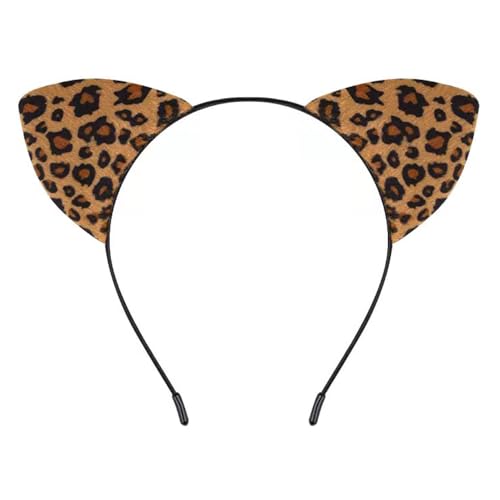 Leopard Cat Ears Headband Furry Cat Ears Hair Band Halloween Cat Women Costume Accessories image 5