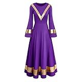 IBAKOM Women Praise Liturgical Royalty Dance V-Neck Worship Robe Dress Metallic Gold Lyrical...