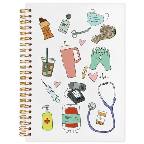 SNNDER Nursing Notebook Journal, Nurse Doctor Appreciation Gifts, Medical Journal, Medicine Nursing School Supplies Hardcover Spiral Notebooks 5.5x8.3 Inch
