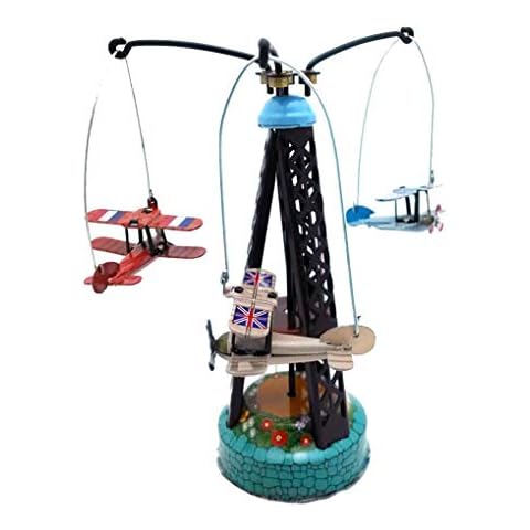 F-blue Home Decoration Clockwork Wind Up Plane Collection Wind Up Plane Tin Toy Rotating Aircraft Adult Collectible Gift Cover