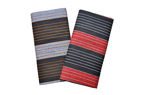 Image of RETRO 100% Pure Cotton Striped Design Lungi For Men (2.00 Meters - 2.25 Meters - 2.50 Meters) Stitched Unstitched Available