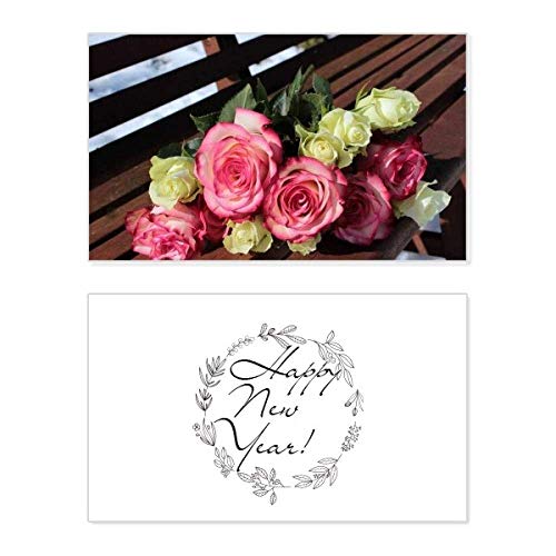 Tarjeta conmemorativa de Año Nuevo para bancos con diseño de flores