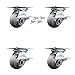 Heavy Duty Large Top Plate Thermo Rubber Donut Tread Swivel Caster w/Main. Free Bearings Set of 4 w/4" x 2" Gray Wheels - Includes 4 Swivel w/Side Lck Brakes&Bolt on Swivel Locks- Service Caster Brand