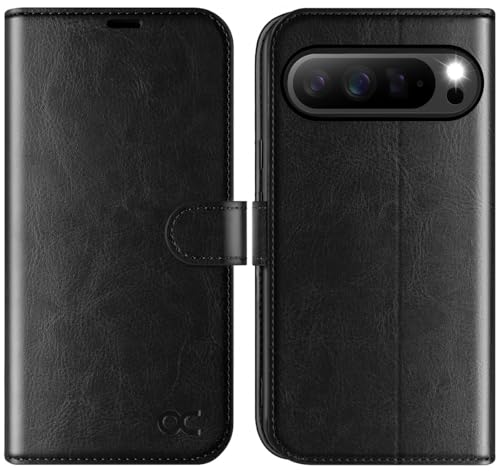 OCASE Kompatibel für Google Pixel 10 Pro XL Hülle PU Leder [Standfunktion] [Kartenfach] [RFID-Sperrung Schützt] Handyhülle Lederhülle Klapphülle Kartenfach Flip Cover Schwarz