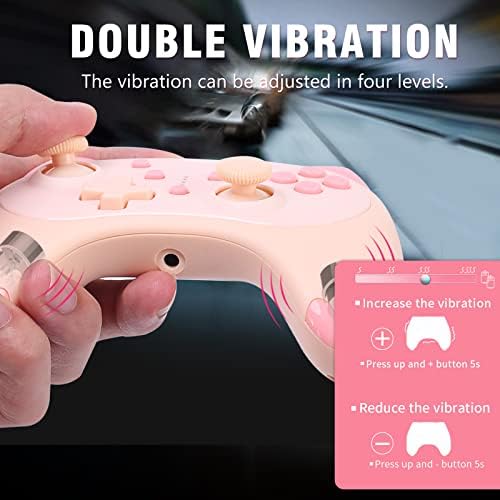 IINE Cat Controller for Nintendo Switch with 3.5mm Headset Jacked,Cute Wireless Pro Controller Kawaii Game Accessory,Orange