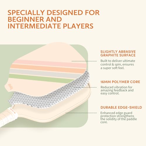 Image of Pickleball Paddles Set of 2, USAPA Approved Graphite /Fiberglass Pickleballs Racket, 2 Rackets, 4 Balls and 1 PU Leather Carry Bag, Pickle Ball Set for Men Women, Macaron Twill