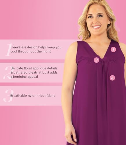 Image of Exquisite Form Women's 30107 Nylon Tricot Sleeveless Short Knee Length Nightgown