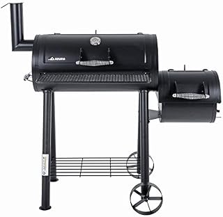 Azuma Bandit Barrel BBQ Charcoal Grill Wood Smoker Firebox Black Steel Portable Barbecue