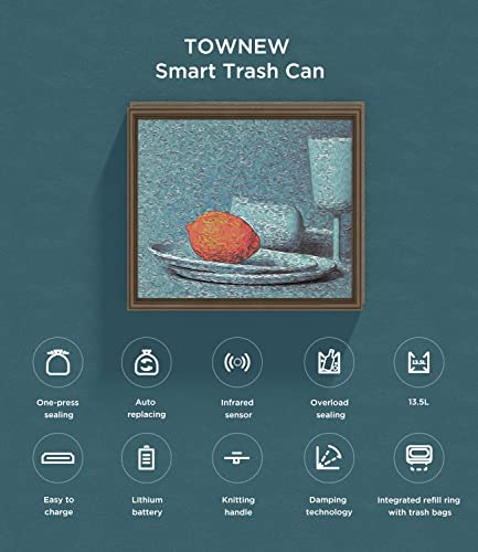 Townew T Air X Orange Self Sealing Trash Can, 3.5 Gallon Automatic Garbage Can With Motion Sensor And Handle, Smart Trash Bin For Living Room Bedroom Kitchen Restroom, Orange #TOP2