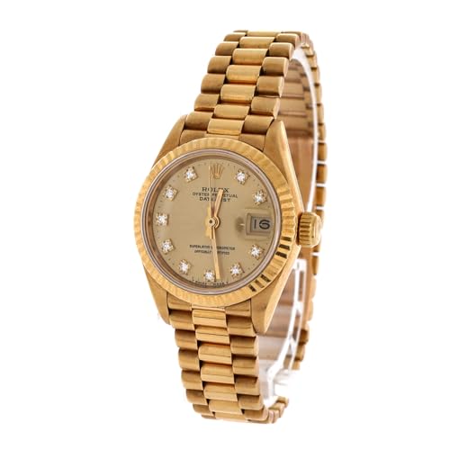 Pre-Loved Oyster Perpetual President Datejust Automatic Watch Yellow Gold with Diamond Markers 26, Yellow Gold3
