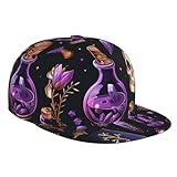Baseball Cap for Men Women - Witchy Items Potions Skulls and Books Purple Flat Bill Snapback Hat Hip Hop Adjustable Low Profile Dad Hat