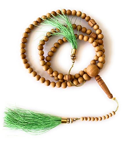 Image of RDK Sandalwood (Chandan) Islamic Tasbih Prayer Mala Beautiful Engraved Allah Mohammad TASBEEH /Muslim Prayer Beads /TASBIH /SIBHAA Islamic Salat Prayer Tasbeeh 100 Beads (6 MM)