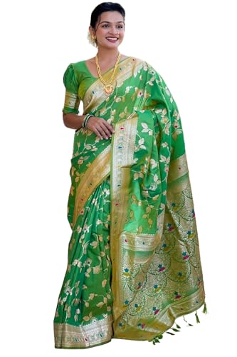 SGF11 Women's Kanjivaram Pure Soft Silk Handloom Saree Pure Golden Zari With Blouse Piece product image 12
