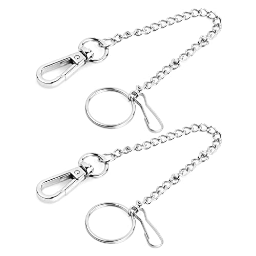 Naseom 2 Pezzi Catena per Pantaloni 20 cm Catena in Vita Chiave Hip Hop in Metallo Catena Decorativa da Cowboy con Moschettone e Portachiavi, Argento