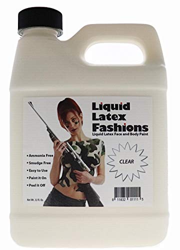 Liquid Latex Fashions Clear Latex Body Paint for Adults and Kids, Zombie Skin Makeup Paint, Ideal for Schools, Parties, Theater, Cosplays, Carnivals- 32 Oz