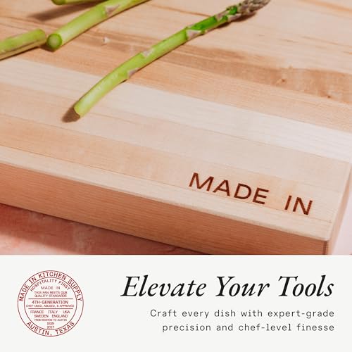 Tablero de cortar de madera de arce con acondicionador para madera - Tabla charcutera gruesa con asas laterales - 45,09 x 29,85 cm miniatura 5