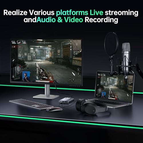 Image of MICROWARE 4K HDMI Video Capture Card with Loop-Out, USB 3.0, 1080P 60FPS /2K 30FPS, Audio & Video Streaming Capture Device for PS5, Switch, Camera, PC, Compatible with OBS