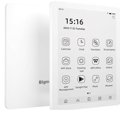 Bigme B6 e-Reader with B/W Display, 6 Inch E-Ink eBook Readers Android eReaders ePaper Tablet with 4GB+64GB, Octa Core & Android 14 OS, Eink eReader Device with Adjustable Front Light White