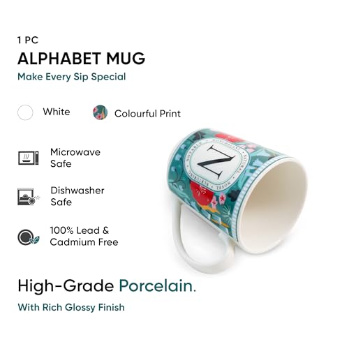 Image of Shay Alphabet Mug, 1 Pc, N, 300ml | Ceramic Mug |Glossy Finish | Ceramic Coffee Cup | Porcelain | Microwave Safe (Alphabet Mug - N)