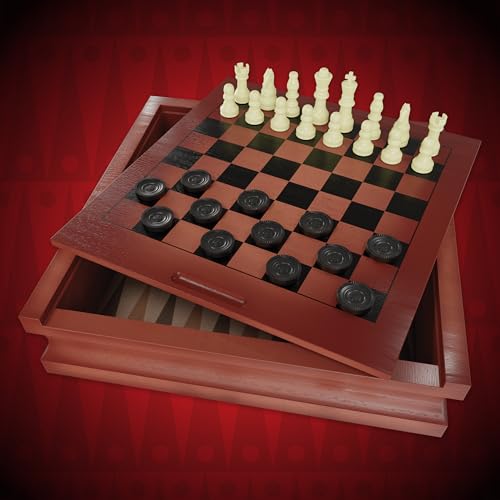 Goliath - Mallette Multi Jeux en Bois - 10 Jeux de Société Classiques Famille pour Enfants dès 6 Ans - Échecs, Dames, Backgammon, Mikado, Morpion - Plateau Réversible - 2 + Joueurs - en Français