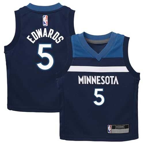 Outerstuff Anthony Edwards Minnesota Timberwolves NBA Kids 4-7 Icon Edition Player Jersey (US, Numeric, Size: 4, Regular, Navy)