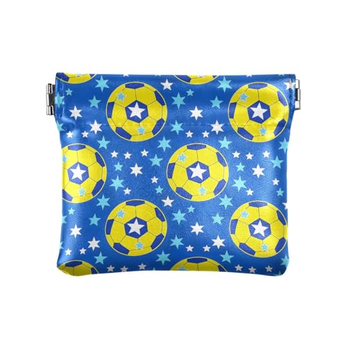 Coin Purse for Women Yellow Football Star Coin Pouch Change Holder PU Leather Mini Wallet Portable Coin Bag Money Pocket