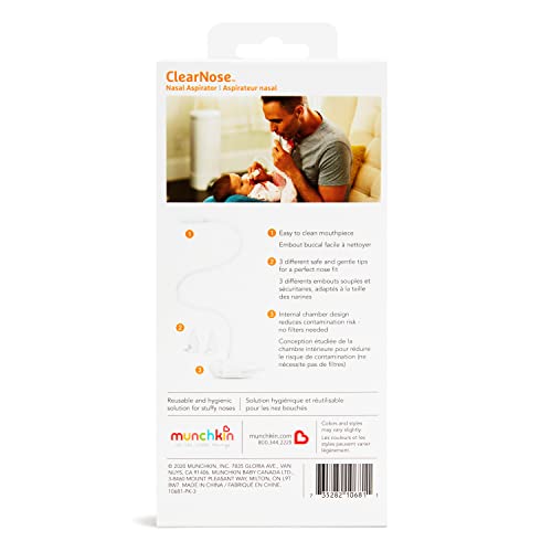 Image of Munchkin Clear Nose Baby Nasal Aspirator, White, 5 Piece Set (Pack of 2)