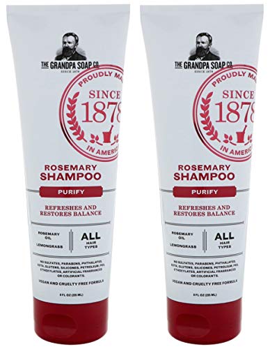 The Grandpa Soap Co. Rosemary Shampoo (Pack of 2) With Rosemary, Lemongrass Extract, Pelargonium Graveolens Flower and Cymbpogon Martini Oil, 8 fl. oz. each
