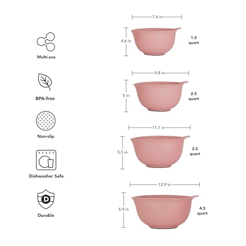 Image of KitchenAid Universal Nesting Plastic Mixing Bowls, Set of 4, 1.5 quart, 2.5 quart, 3.5 quart, 4.5 quart