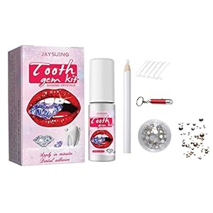 2 Pcs Tanden edelstenen Kit,Professionele DIY Tooth Gem Kit met uithardingslicht en lijm – Tandheelkundige tand Gem Set Tandkristallen Sieradenset voor Halloween Horypt