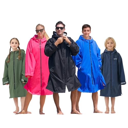 Owntop Swim Parka Surf Poncho for Kids Youth and Adult Bat Wing Waterproof Changing Robe Unisex Women Men Oversized Windproof Quick Dry Robe Hooded Beach Towel Jacket Coat for Swimming Black XS