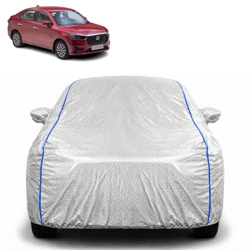 Image of Waterproof Car Cover for Honda Amaze | All Weather Protection | UV Resistant & Dustproof | Soft Cotton Lining to Prevent Scratches | Triple Stitched with Mirror Pockets & Elastic Hem