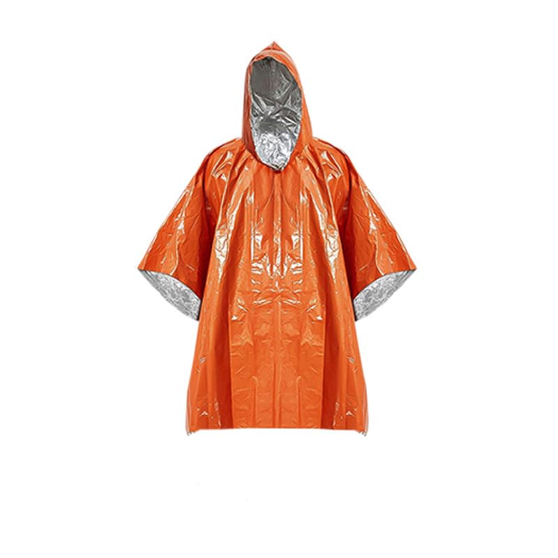 Image of Outdoor camping and mountaineering emergency raincoat, aluminum foil life blanket, heat-resistant emergency raincoat (US, Alpha, X-Large, Regular, Long, 40, orange)