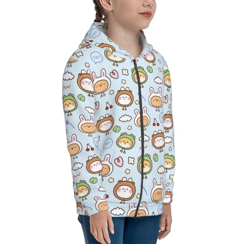Cute Animals Face Kid Hoodies Boys Zip Up Sweatshirts Girls Pullover with Pocket4