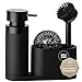Produktbild Black Sweden Home Design Spülbecken Organizer mit entnehmbaren Spülmittelspender Spülbürste und Schwamm - Küchenorganizer - Spüle Organizer aus Kunststein Sink Spül Set Seifenspender schwarz matt