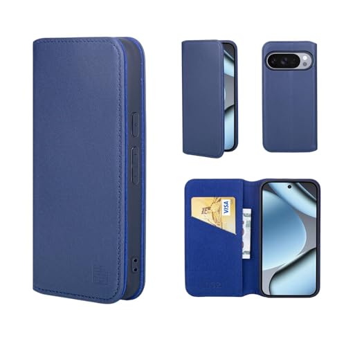 Coque Google Pixel 10a magnétique avec blocage RFID et support vidéo bleu