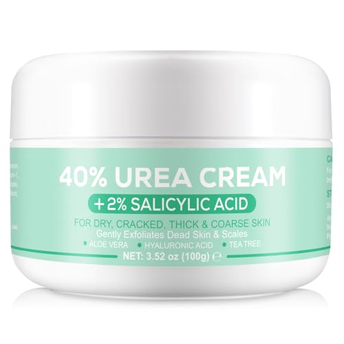 Urea Cream 40 Percent For Feet Maximum Strength,40% Urea Cream Plus 2% Salicylic Acid with Hyaluronic Acid,Tea Tree,and Aloe Vera for Foot and Hand - Deep Moisturizes,Callus Remover 3.53 oz