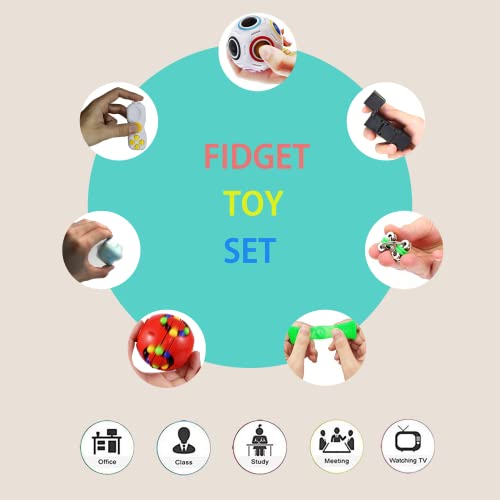Fidget Toy Set 10 Pack, Magic Cube Fidget Rings Infinity Cube Fidget Pad Flippy Chain, Handheld Toys For Sensory Kids & Adults #TOP1