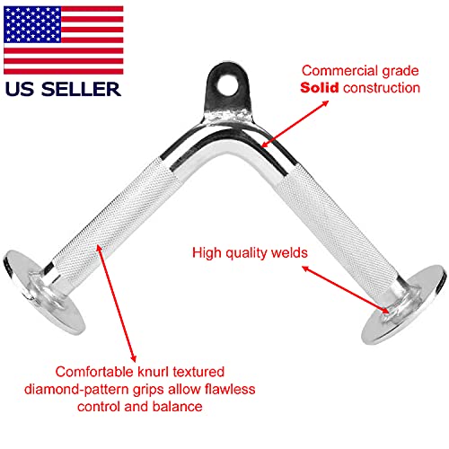FITNESS MANIAC Deluxe Straight Barbell Bar Gym Cable Machine Attachments Bundle Pull Handle Pressdown Weightlifting Exercise Tricep Bar Combo 8PC Set - Thumbnail 5