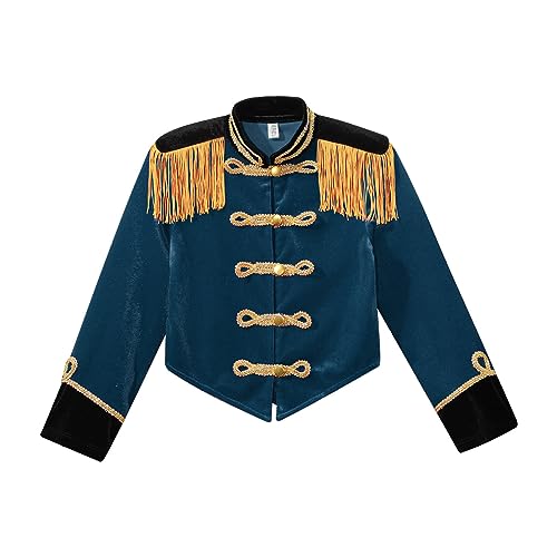 Girls Long Sleeve Stand Collar Tassel Jacket Circus Ringmaster Dress Coat for Halloween Party3