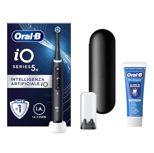 Oral-B Spazzolino Elettrico Ricaricabile iO 5N Nero, 1 Spazzolino Elettrico, 1 Testina, Custodia Da Viaggio + 1...