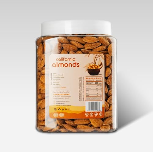 Image of Pureserve Natural California Almonds 1Kg - Whole Badam Giri | High in Protein, Fiber & Essential Nutrients | Boosts Immunity & Energy | 100% Natural, Gluten-Free Superfood | Jar Pack OF 1