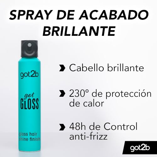 got2b gotGLOSS hair spray finish for glossy and glass-like hair, frizz control and heat protection for sleek hair 200ml - Image 3