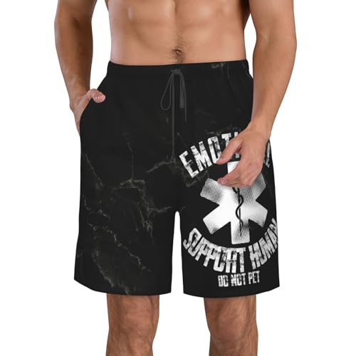 Emotional-Support Human Funny Do Not Pet Men's Beach Shorts Swim Trunks2